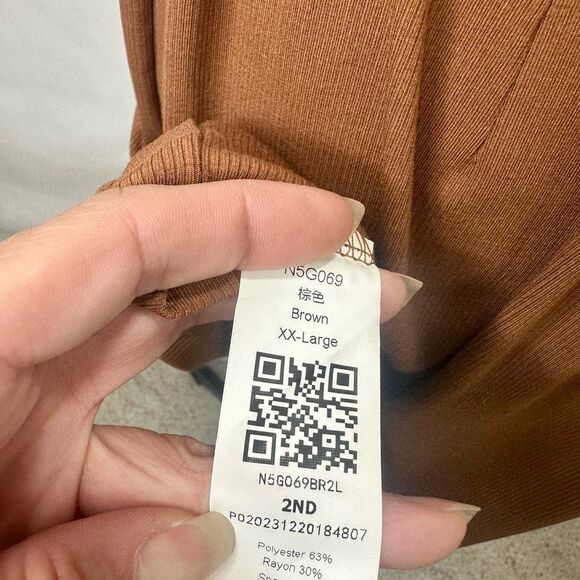 Brown Ribbed Faux Wrap Dress Size XXL - Picture 9 of 10